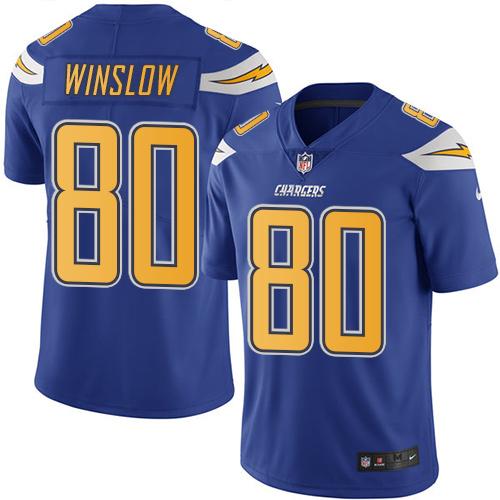 Nike Chargers #80 Kellen Winslow Electric Blue Men's Stitched NFL Limited Rush Jersey - Click Image to Close